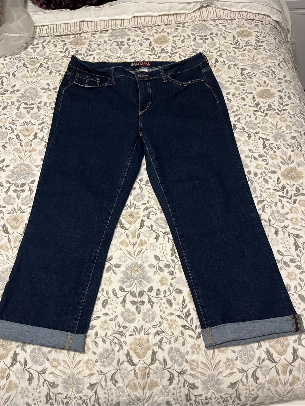 Dark Blue Women's Straight-Leg Denim Capri Jeans